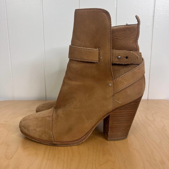 Rag & Bone Kinsey Tan Heeled Nubuck Booties SZ 7.5 - Picture 2 of 11